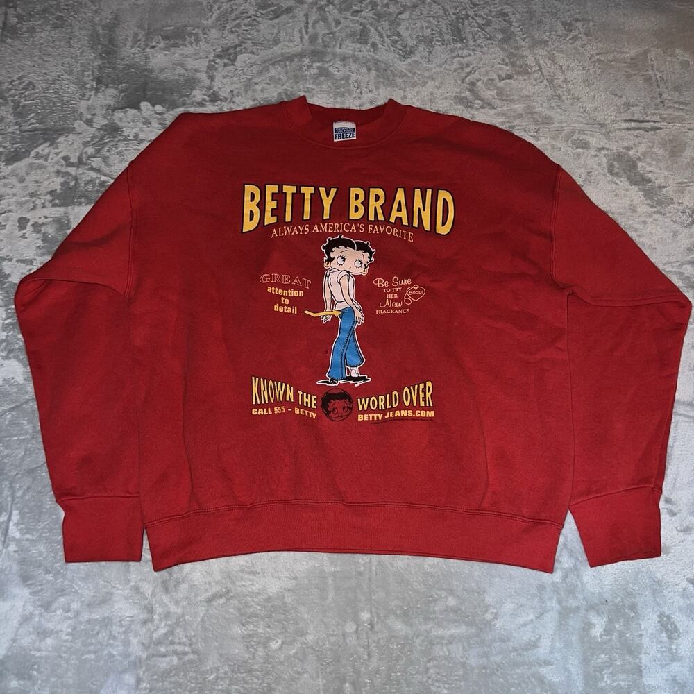 Vintage 1999 Betty Boop Jeans Sweatshirt Cartoon TV Promo Crewneck Pullover Y2K